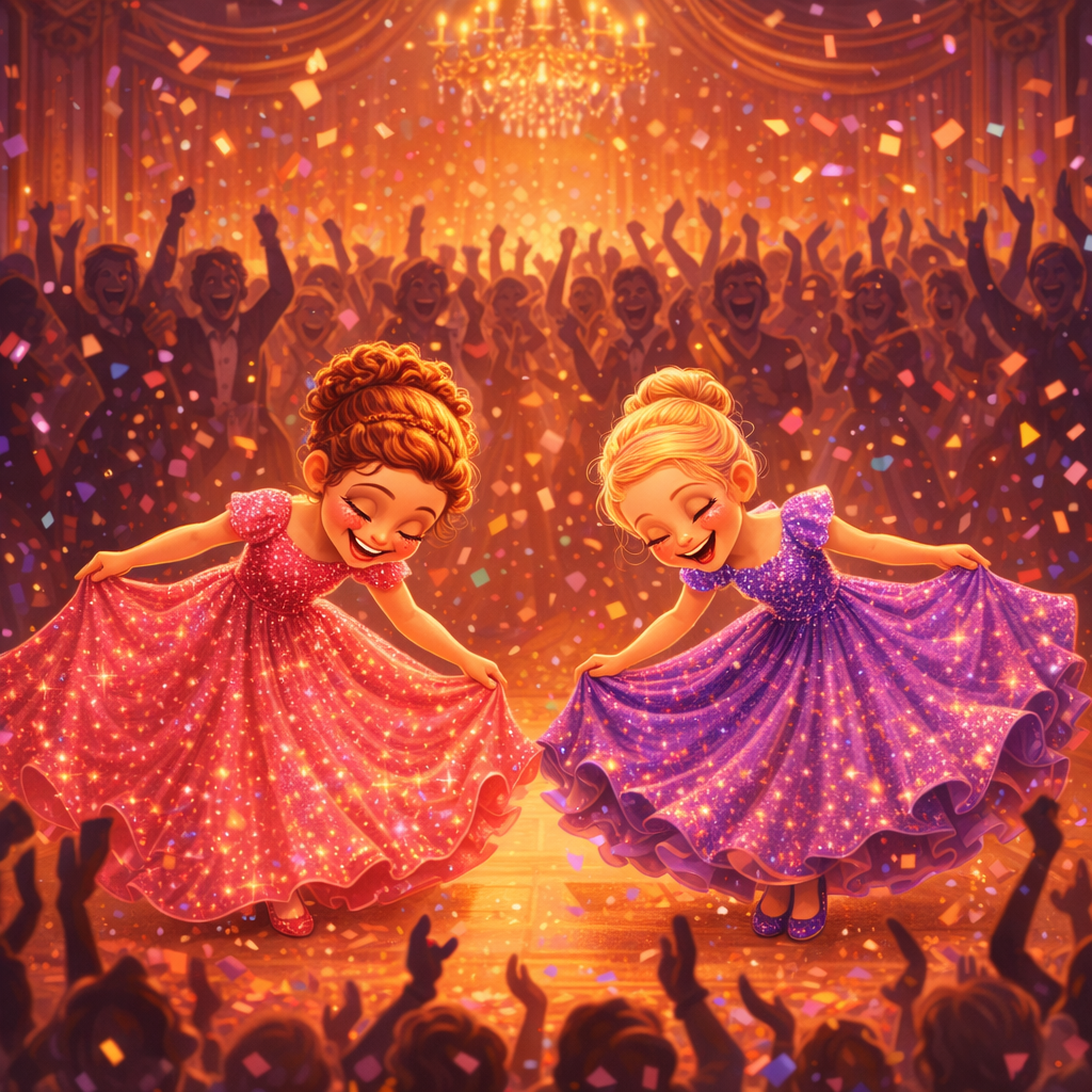 Two princesses curtsy